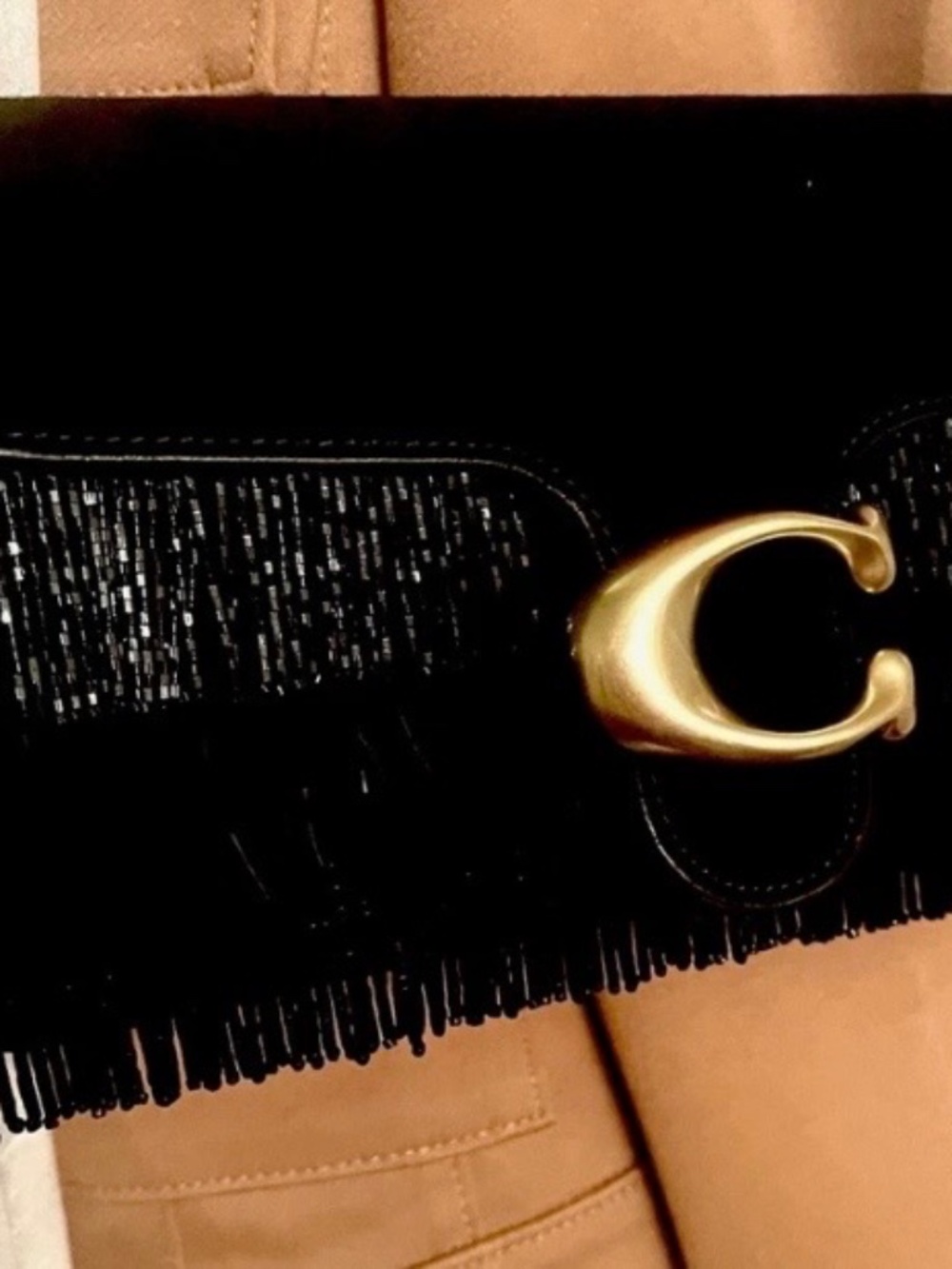 Sale !!! Coach Crystal Beaded Fringe Black Suede Tabby NWT - Picture 2 of 12